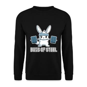 Bun Of Steel, Häschen - Unisex Pullover - Schwarz - Vorne - Alina (178cm) & Michal (187cm)