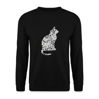 Music Musical Cat Musician - Unisex Sweatshirt - black - Front - Alina (178cm) & Michal (187cm)
