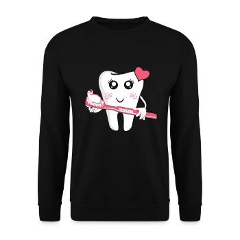 Love Heart Dentist Office Art Toothbrush - Unisex Sweatshirt - black - Front - Alina (178cm) & Michal (187cm)