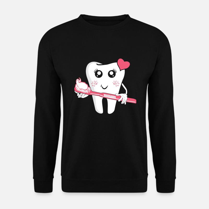 Liebe Herz Zahnarztpraxis Art Zahnbürste - Unisex Pullover - Schwarz