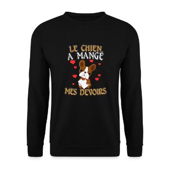 Französisch Sprachlehrer Geschenkidee Hund as mein - Unisex Pullover - Schwarz - Vorne - Alina (178cm) & Michal (187cm)