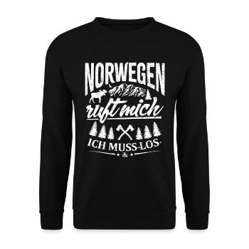 Norwegen ruft mich - ich muss los - Unisex Pullover - Schwarz - Vorne - Alina (178cm) & Michal (187cm)