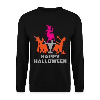 Hexenparty zur gruseligen Halloween-Nacht - Unisex Pullover - Schwarz - Vorne - Alina (178cm) & Michal (187cm)