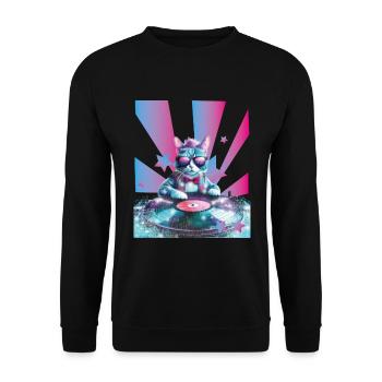 DJ Mix, Ai Katze - Unisex Pullover - Schwarz - Vorne - Alina (178cm) & Michal (187cm)