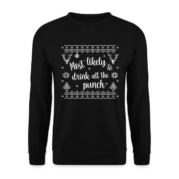 most likely to drink all the punch - Unisex Sweatshirt - black - Front - Alina (178cm) & Michal (187cm)