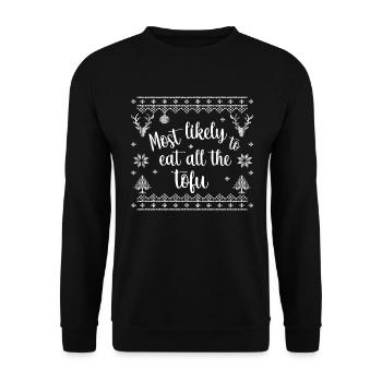 most likely to eat all the tofu - Unisex Sweatshirt - black - Front - Alina (178cm) & Michal (187cm)