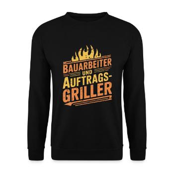 Bauarbeiter und Auftragsgriller - Unisex Pullover - Schwarz - Vorne - Alina (178cm) & Michal (187cm)