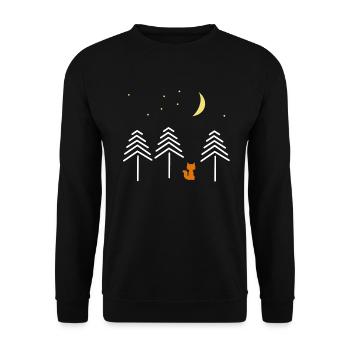 renard nuit forêt lune - Sweat-shirt Unisexe - noir - Devant - Alina (178cm) & Michal (187cm)