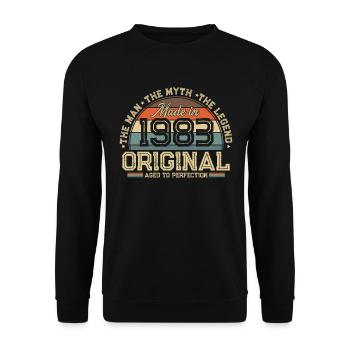 1983 Vintage né homme mythe, légende - Sweat-shirt Unisexe - noir - Devant - Alina (178cm) & Michal (187cm)