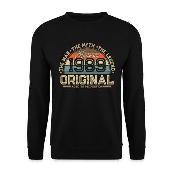 1989 Vintage né homme mythe légende - Sweat-shirt Unisexe - noir - Devant - Alina (178cm) & Michal (187cm)