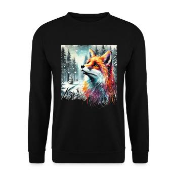 Aquarell Fuchs, Fuchs, Winter Hintergrund - Unisex Pullover - Schwarz - Vorne - Alina (178cm) & Michal (187cm)