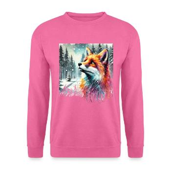 Aquarell Fuchs, Fuchs, Winter Hintergrund - Unisex Pullover - Pink - Vorne