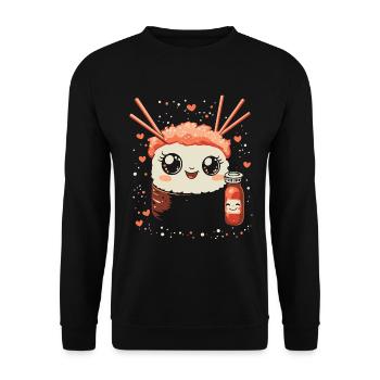 Sushi kawaii - Unisex Pullover - Schwarz - Vorne - Alina (178cm) & Michal (187cm)