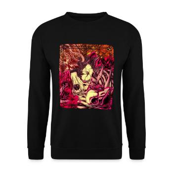 Flower and skull - Unisex Sweatshirt - black - Front - Alina (178cm) & Michal (187cm)