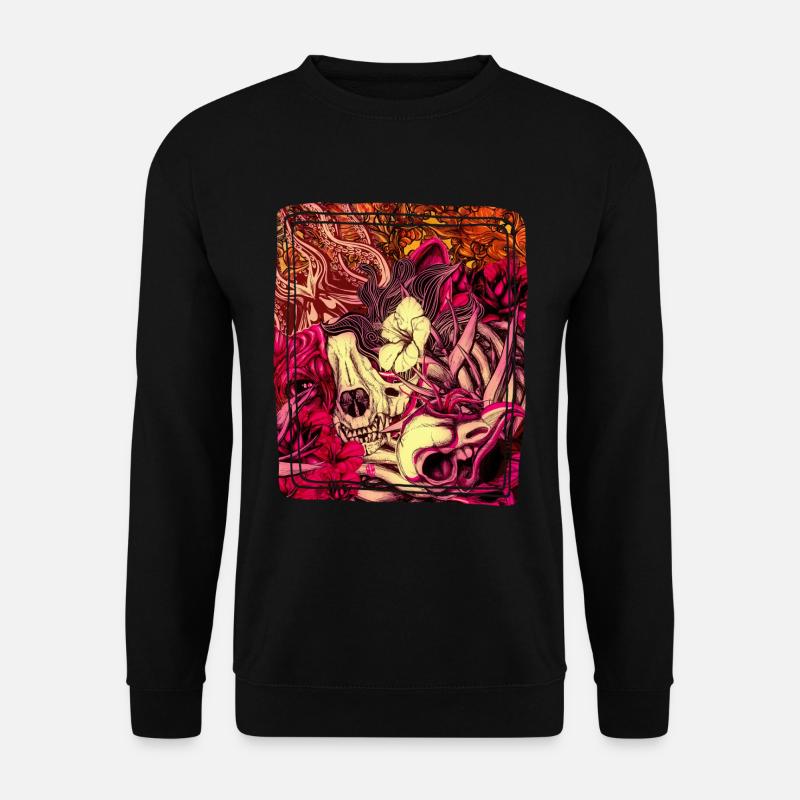 Blume und Schädel - Unisex Pullover - Schwarz
