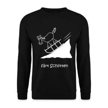 färt schlitten, lustiges Pferd mit Rädern, Winter - Unisex Pullover - Schwarz - Vorne - Alina (178cm) & Michal (187cm)