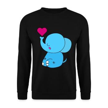 Süsser Elefant mit Herz - Unisex Pullover - Schwarz - Vorne - Alina (178cm) & Michal (187cm)