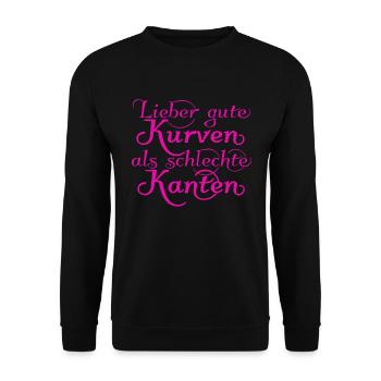 better good curves than bad edges, pink - Unisex Sweatshirt - black - Front - Alina (178cm) & Michal (187cm)