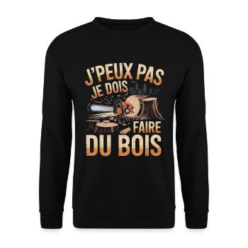 Je Peux Pas Je Dois Faire Du Bois - Sweat-shirt Unisexe - noir - Devant - Alina (178cm) & Michal (187cm)