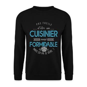 cuisinier formidable Cadeau papa cuisine - Sweat-shirt Unisexe - noir - Devant - Alina (178cm) & Michal (187cm)