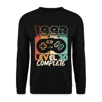 30e anniversaire né en 1993 Niveau 30 Complet - Sweat-shirt Unisexe - noir - Devant - Alina (178cm) & Michal (187cm)