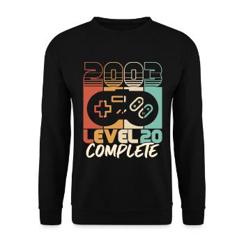 20 Geburtstag Jahrgang 2003 Level 20 Complete - Unisex Pullover - Schwarz - Vorne - Alina (178cm) & Michal (187cm)