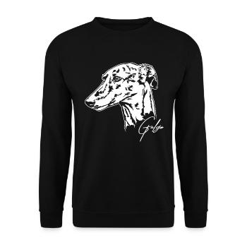 GALGO bringé Portrait Greyhounds Wilsigns - Sweat-shirt Unisexe - noir - Devant - Alina (178cm) & Michal (187cm)