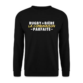 rugby plus bière la combinaison parfaite - Sweat-shirt Unisexe - noir - Devant - Alina (178cm) & Michal (187cm)