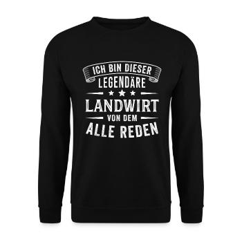 Landwirt Bauernhof Legende Lustig Spruch - Unisex Pullover - Schwarz - Vorne - Alina (178cm) & Michal (187cm)