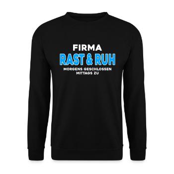 Firma Rast und Ruh - Unisex Pullover - Schwarz - Vorne - Alina (178cm) & Michal (187cm)