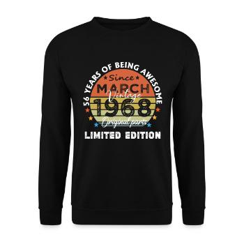 56 Years Old Made In 1968 Vintage March 1968 - Unisex Sweatshirt - black - Front - Alina (178cm) & Michal (187cm)