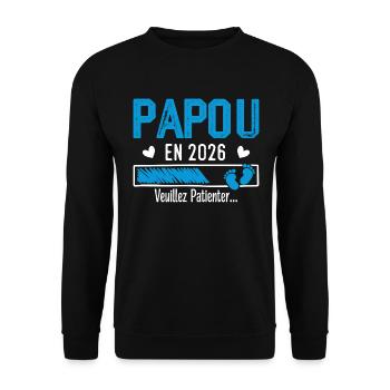 Papua im Jahr 2026 Zukunft Opa Geschenk - Unisex Pullover - Schwarz - Vorne - Alina (178cm) & Michal (187cm)