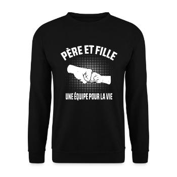 Père Et Fille Une Équipe pour La Vie Cadeau - Sweat-shirt Unisexe - noir - Devant - Alina (178cm) & Michal (187cm)