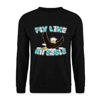 Fliege wie ein Adleradler - Unisex Pullover - Schwarz - Vorne - Alina (178cm) & Michal (187cm)