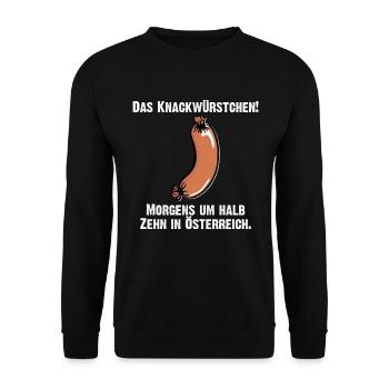 das Knackwürstchen - Morgens um halb Zehn - Unisex Pullover - Schwarz - Vorne - Alina (178cm) & Michal (187cm)