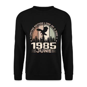 Incomparable depuis juin 1985, 39e Anniversaire - Sweat-shirt Unisexe - noir - Devant - Alina (178cm) & Michal (187cm)