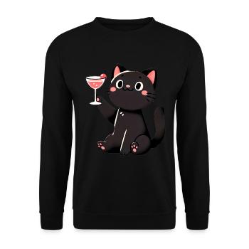 Chat noir heureux avec design de cocktail - Sweat-shirt Unisexe - noir - Devant - Alina (178cm) & Michal (187cm)