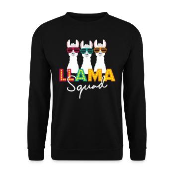 Llama Squad No-probllama Tierliebhaber Geschenkidee - Unisex Pullover - Schwarz - Vorne - Alina (178cm) & Michal (187cm)