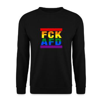 FCK AFD in rainbow colors - against right - Unisex Sweatshirt - black - Front - Alina (178cm) & Michal (187cm)