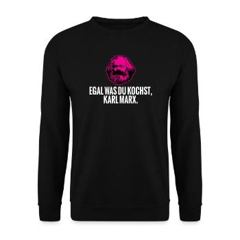 Egal was du kochst, Karl Marx. - Unisex Pullover - Schwarz - Vorne - Alina (178cm) & Michal (187cm)
