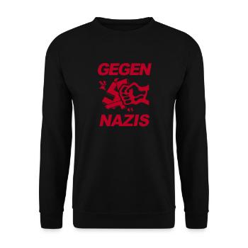 Gegen Nazis - FCK NZS - Gegen Rechts - Unisex Pullover - Schwarz - Vorne - Alina (178cm) & Michal (187cm)