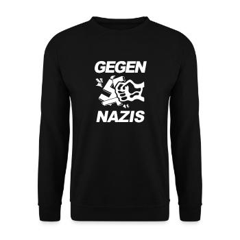 Gegen Nazis - FCK NZS - Gegen Rechts - Unisex Pullover - Schwarz - Vorne - Alina (178cm) & Michal (187cm)