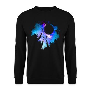 Three Wolves Moon Howling Galaxy Gift Idea - Unisex Sweatshirt - black - Front - Alina (178cm) & Michal (187cm)