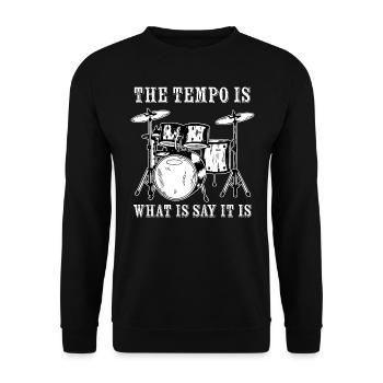 Tempo Music Band Percussion Drum Set Schlagzeuger Geschenk - Unisex Pullover - Schwarz - Vorne - Alina (178cm) & Michal (187cm)