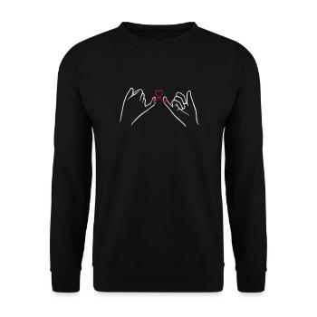 Deux mains avec noeud de coeur, Saint Valentin, amour - Sweat-shirt Unisexe - noir - Devant - Alina (178cm) & Michal (187cm)