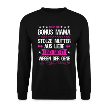 Bonus Mama Mutter Stiefmutter Adoptivmutter Liebe - Unisex Pullover - Schwarz - Vorne - Alina (178cm) & Michal (187cm)