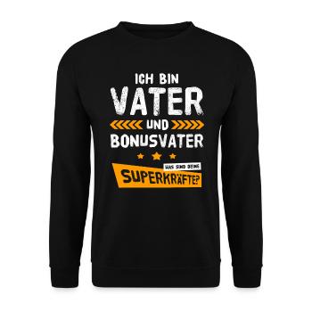 Vater Bonus Papa Bonusvater Bonuspapa Vatertag - Unisex Pullover - Schwarz - Vorne - Alina (178cm) & Michal (187cm)