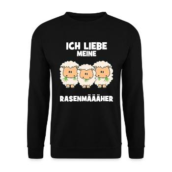 Schafe Schaf Schäfer Hirte Rasenmäher Schafherde - Unisex Pullover - Schwarz - Vorne - Alina (178cm) & Michal (187cm)