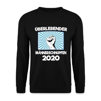 Überlebender Männerschnupfen 2020 Lustig Scherz - Unisex Pullover - Schwarz - Vorne - Alina (178cm) & Michal (187cm)