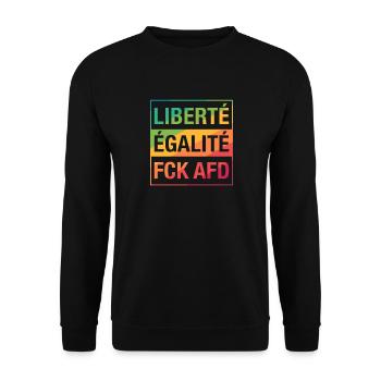 Liberté Égalité FCK AFD shirt - Unisex Sweatshirt - black - Front - Alina (178cm) & Michal (187cm)
